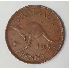 AUSTRALIA 1955Y. ONE 1  PENNY . MULE . EXTREMELY SCARCE